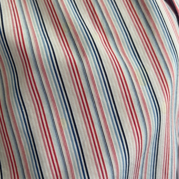 Banana Republic Blue and Pink Dress Shirt Vertical Stripes size L 16-16.5 neck. - Picture 4 of 6